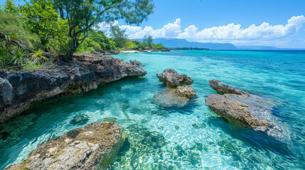 Obraz premium Pristine Tropical Lagoon with Turquoise Waters