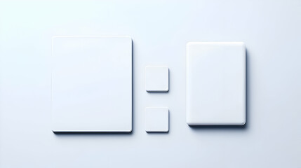 White Geometric Shapes on a Light Gray Background