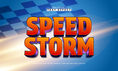 speed storm editable text effect with a speed and race text style
