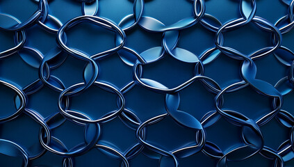 Blue metal plates arranged in an endless chain pattern