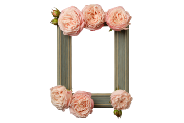 PNG, March 8. Frame of flowers, with space for text, isolated on white background.