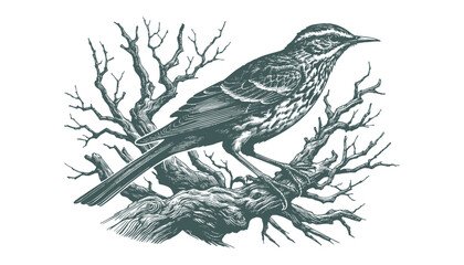 Bird Engraving: A Vector Illustration