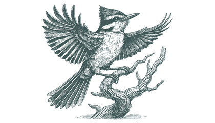 Bird Engraving: A Vector Illustration