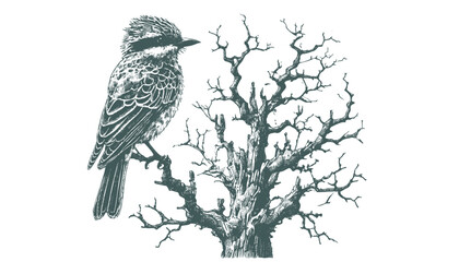 Bird Engraving: A Vector Illustration