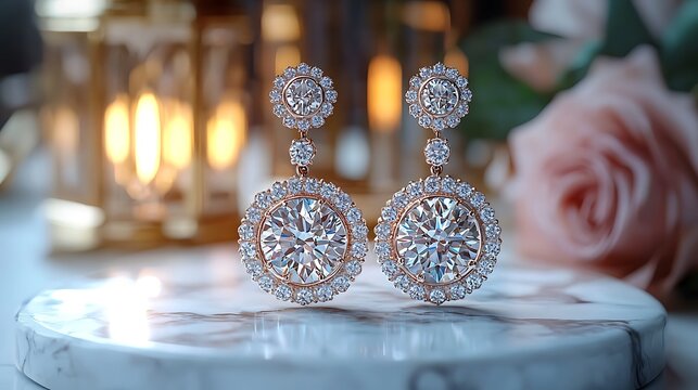 Radiant diamond drop earrings with delicate craftsmanship high resolution picture