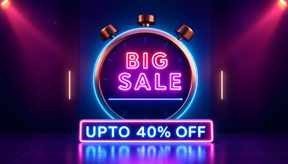 3d text badge shape big sale discount 40 percent background