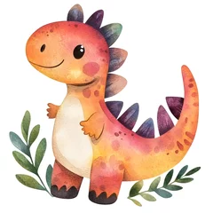 Fototapete Watercolor illustration of a dinosaurus on a white bakground © digitalafive