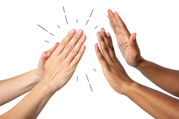 High Five Gesture Between Two People, Isolated on White Background as Transparent. PNG. AI GENERATED