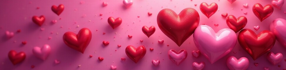 Obraz premium Heart shapes in various sizes creating a charming pattern, illustration, backdrop