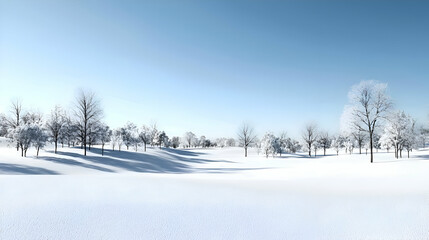 Fototapeta premium Winter Snow Landscape with White Trees and Blue Sky