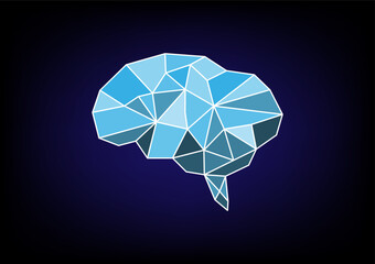 Abstract background with polygon brain flat color