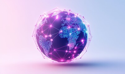 A digital representation of Earth interconnected by glowing networks, symbolizing global connectivity