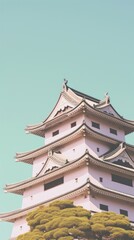 Naklejka premium Japan castle architecture building temple.