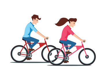 Obraz premium people rides a sports bike on a park road with friend, Vector Illustration 