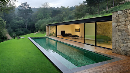 Fototapeta premium A modern house in the mountains of Mallorca