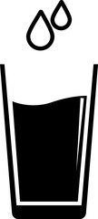 Water glass with water drop icon. Drinks glass symbol isolated on transparent background. Pure, mineral water glass solid vector icon for cold drink. Sign, logo illustration.