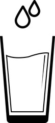 Water glass with water drop icon. Drinks glass symbol isolated on transparent background. Pure, mineral water glass solid vector icon for cold drink. Sign, logo illustration.