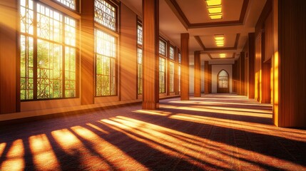 Sunlight Streaming Through Windows in Elegant Interior Space