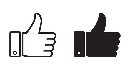 Thumbs Up Icons: Solid and Outline Versions for Social Media and Design