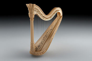 Obraz premium Celestial shadow play. celestial harp floating in void, its strings creating harmony