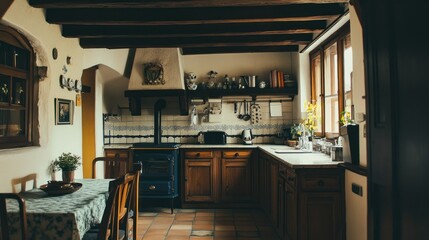 Rustic Charm: A Cozy Kitchen Scene