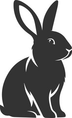 A rabbit sitting upright with ears perked up animal silhouette vector