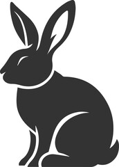 A rabbit sitting upright with ears perked up animal silhouette vector
