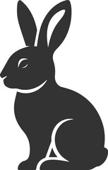 A rabbit sitting upright with ears perked up animal silhouette vector