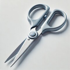 Obraz premium Stainless Steel Scissors with Ergonomic Handle on Grey Background