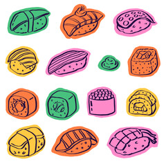 vector set of sushi illustrations