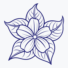 black and white periwinkle flower vector