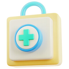 Obraz premium Medical insurance concept, colorful safe lock with medical cross symbol, representing security