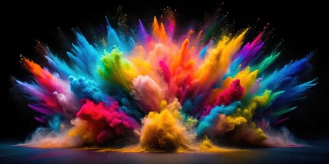 Fototapeta premium Vibrant powder explosion: a dynamic color splash captured in long-exposure abstract art.
