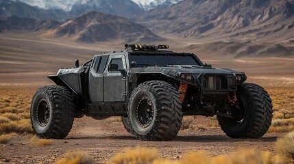 Unveiling the Colossus: A Mammoth Off-Road Vehicle Dominating the Desert Landscape