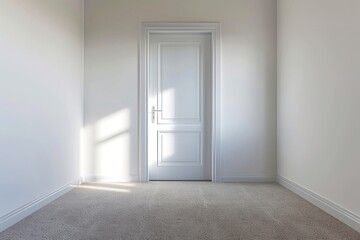 Fototapeta premium Door carpet flooring white wall.