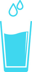 Water glass with water drop icon. Drinks glass symbol isolated on transparent background. Pure, mineral water glass solid vector icon for cold drink. Sign, logo illustration.