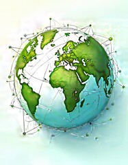 Global Network Connection Artistic Earth Illustration