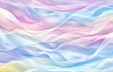 Tranquil rainbow gradient background with soft flowing waves in pastel colors. This serene design evokes sense of calm and harmony, perfect for various creative projects