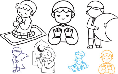 Ramadan unique design, praying person, namaz, child in prayer, child making du'a, child holding moon, girl in prayer, prayer hat, child namaz, Eid Mubarak, Eid-ul-Azha, boy and girl praying, prayer po