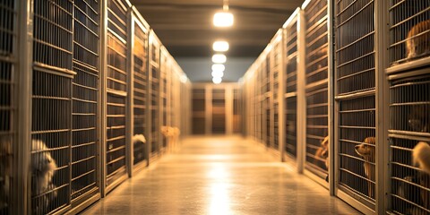 Long Corridor of Animal Shelters: A Glimpse into Temporary Homes