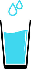 Water glass with water drop icon. Drinks glass symbol isolated on transparent background. Pure, mineral water glass solid vector icon for cold drink. Sign, logo illustration.