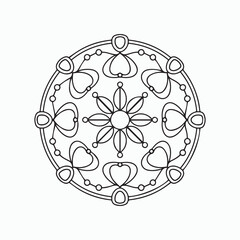 abstract floral ornament, line art patterns kid's Mandala Coloring Book, wall art, tile design
