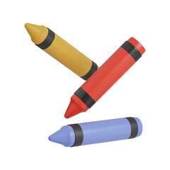 Crayons icons. minimal 3D Illustration School Education
