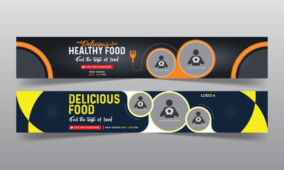 Healthy food youtube channel banner template and cover art design