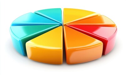 Fototapeta premium Colorful pie chart segments arranged in a circular layout, symbolizing data representation and analysis