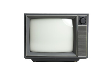 Retro Television Set from the 90s with Blank Gray Screen
