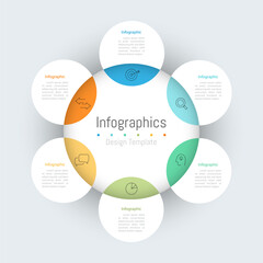 Infographic 6 options design elements for your business data. Vector Illustration.