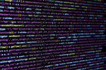 Technology background, coding screen of web developer or software developer