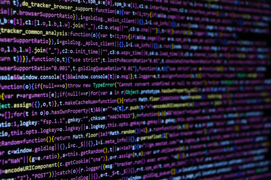 Technology background, coding screen of web developer or software developer
