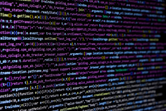 Technology background, coding screen of web developer or software developer